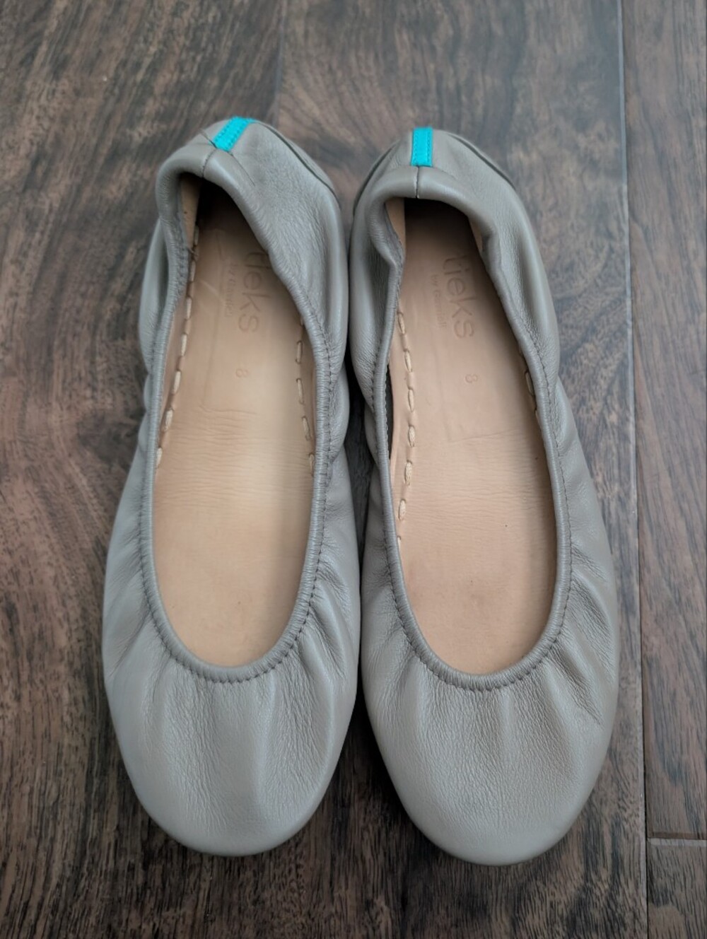 Tieks 8 Women’s Leather Ballet Flats Foldable Compact In Taupe Color